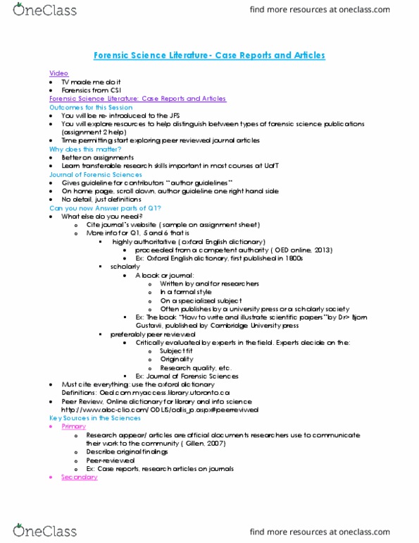 FSC239Y5 Lecture Notes - Lecture 15: Oxford English Dictionary, Forensic Science thumbnail