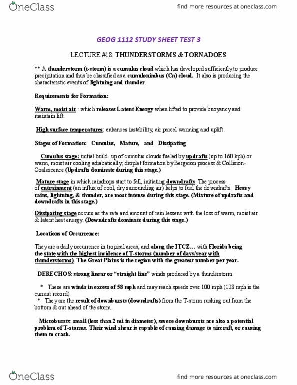 GEOG 1112 Lecture Notes - Lecture 3: Meteorology, Atacama Desert, Weather Map thumbnail