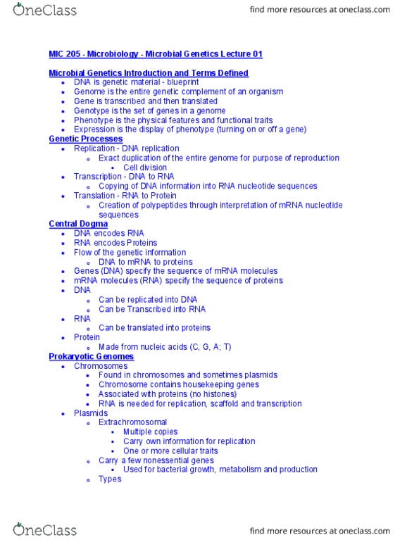 MIC 205 Lecture Notes - Lecture 11: Molecular Cloning, Pentose, Antibiotics thumbnail