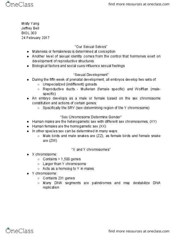 BIOL 303 Lecture Notes - Lecture 14: Twin, Congenital Adrenal Hyperplasia, Dihydrotestosterone thumbnail