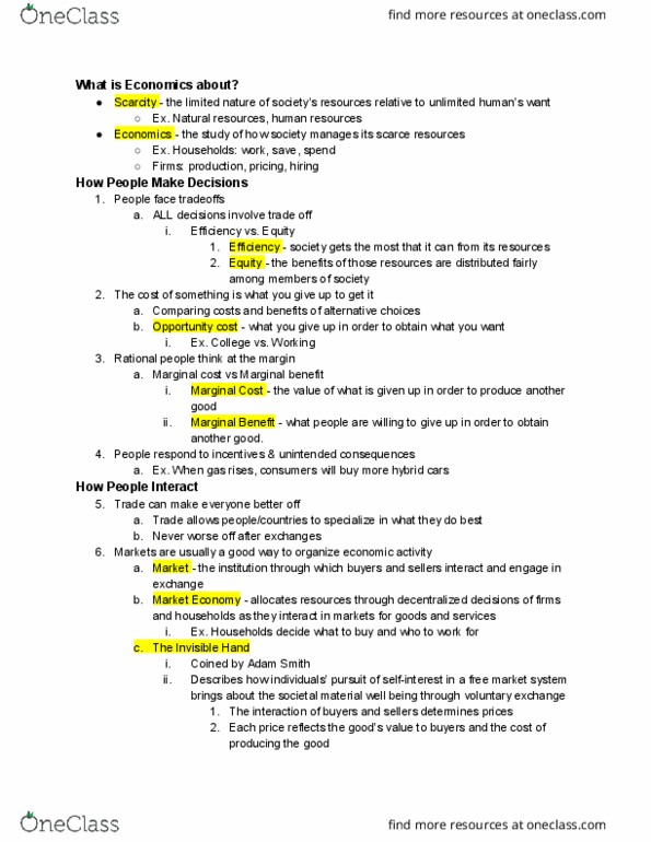 ECON 2100 Lecture Notes - Lecture 1: Market Failure, Marginal Utility, Marginal Cost thumbnail