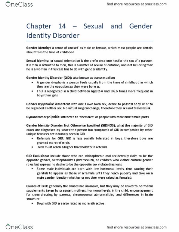 PSYB32H3 Lecture 14: Chapter 14 – Sexual and Gender Identity Disorder thumbnail
