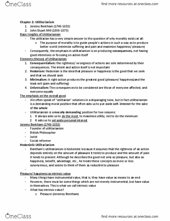 PHI 2397 Lecture Notes - Lecture 2: John Stuart Mill, Consequentialism, Fecundity thumbnail