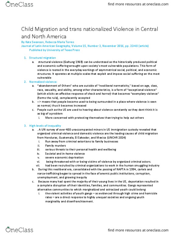 ENGL 432 Lecture Notes - Lecture 10: Child Migration, Unaccompanied Minors, United Nations Commission On Human Rights thumbnail