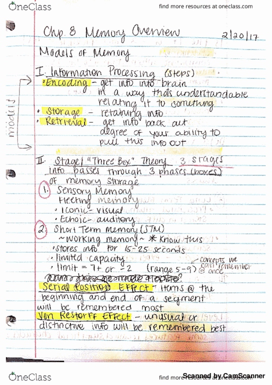 PSYCH 2010 Lecture 4: Memory Overview thumbnail