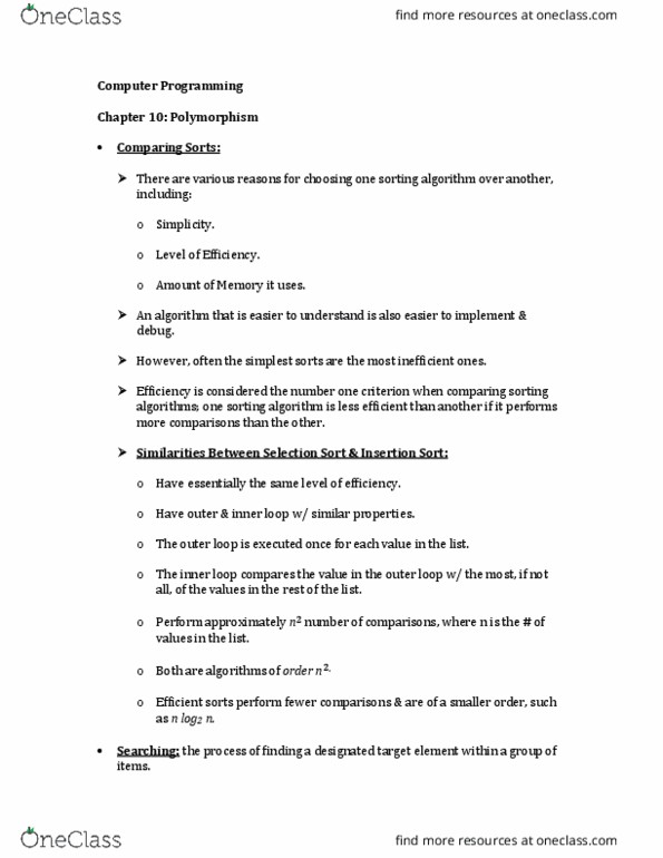 CS 121 Lecture Notes - Lecture 68: Sorting Algorithm, Selection Sort, Amay thumbnail