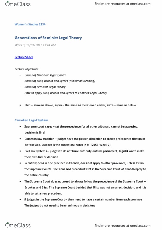 Women's Studies 2270A/B Lecture 2: Generation of Legal Theory thumbnail
