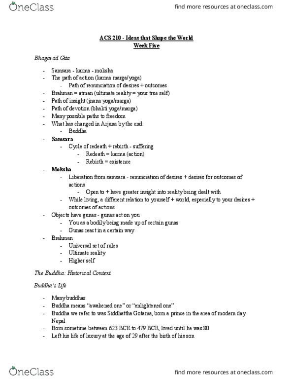 ACS 200 Lecture Notes - Lecture 5: Bodh Gaya thumbnail