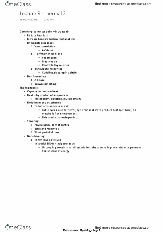 BIO 2110 Lecture Notes - Lecture 8: Supercooling, Wood Frog, Enzyme thumbnail