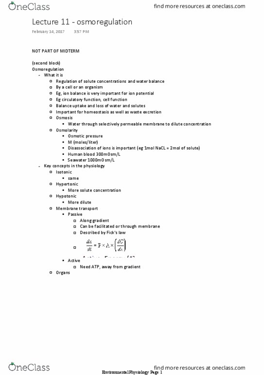 BIO 2110 Lecture 11: Lecture 11 - osmoregulation thumbnail