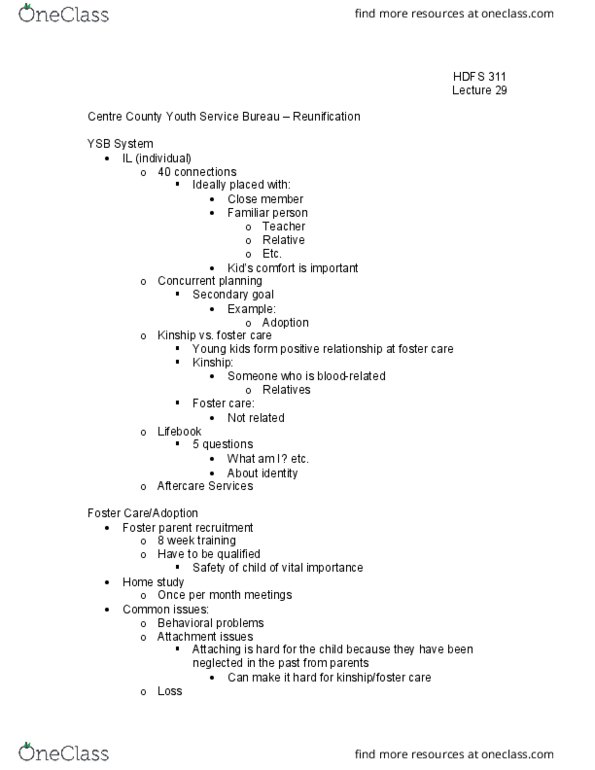 HD FS 311 Lecture Notes - Lecture 29: Foster Care, Apache Hadoop thumbnail