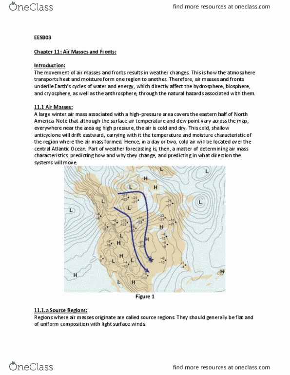 EESB03H3 Chapter Notes - Chapter 11: Cold Front, Dew Point, Warm Front thumbnail