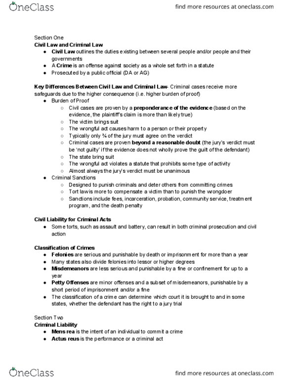 LAW-2150 Chapter Notes - Chapter 7: Actus Reus, Jury Trial, Mens Rea thumbnail