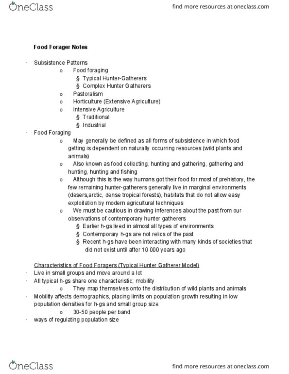 ANTH 1105 Lecture Notes - Lecture 8: Pastoralism, Oligomenorrhea thumbnail