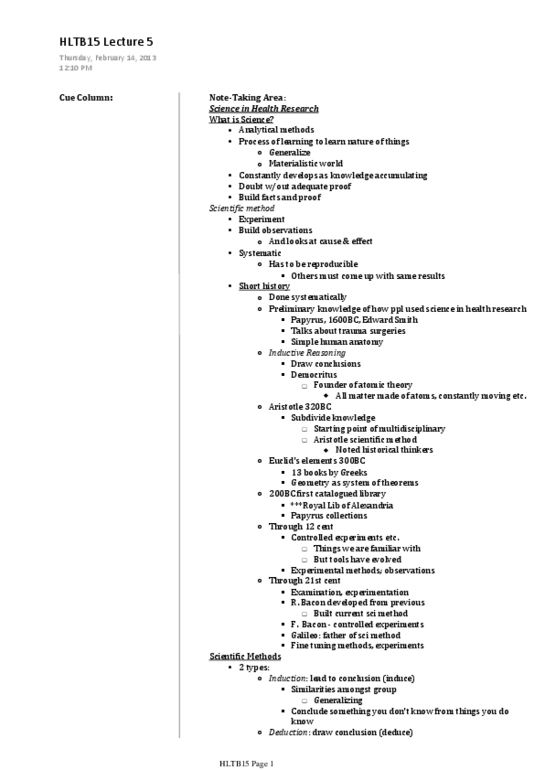 HLTB15H3 Lecture Notes - Lecture 5: Scientific Method, Operationalization, Grounded Theory thumbnail