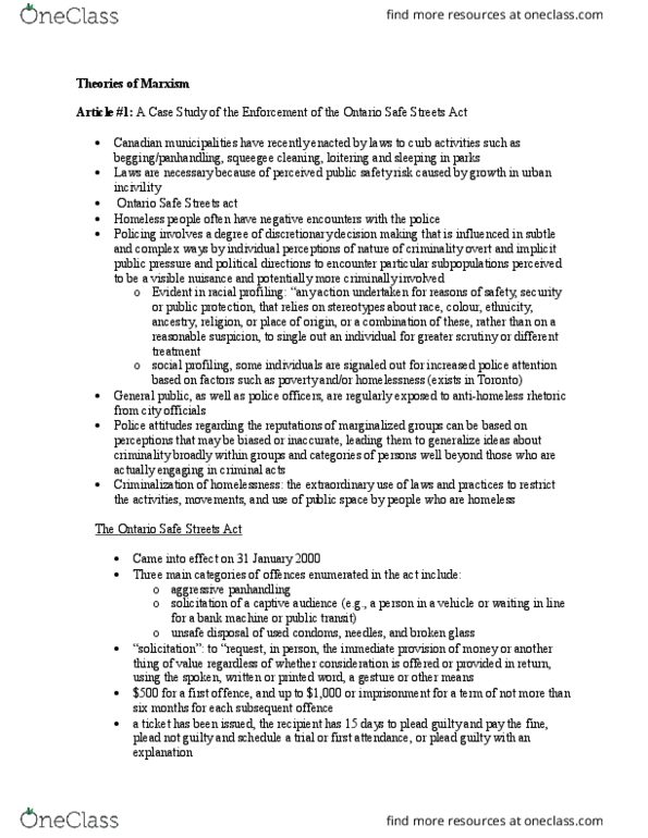 SOC216H5 Chapter Notes - Chapter 2: Aggressive Panhandling, Squeegee, Social Inequality thumbnail