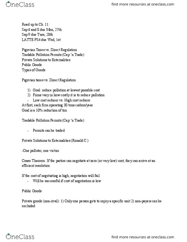 ECON 10a Lecture Notes - Lecture 14: Coase Theorem, Externality thumbnail