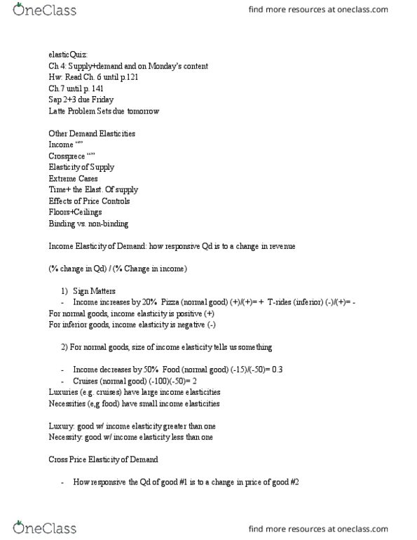 ECON 10a Lecture Notes - Lecture 7: Price Ceiling, Normal Good, Price Floor thumbnail