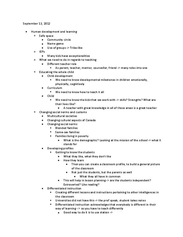 EDUC 3750U Lecture Notes - Mukluk, Differentiated Instruction, Tabula Rasa thumbnail