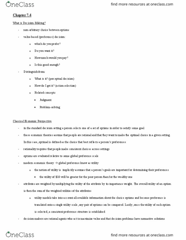 PSYC 213 Chapter Notes - Chapter 7.4: Problem Solving thumbnail