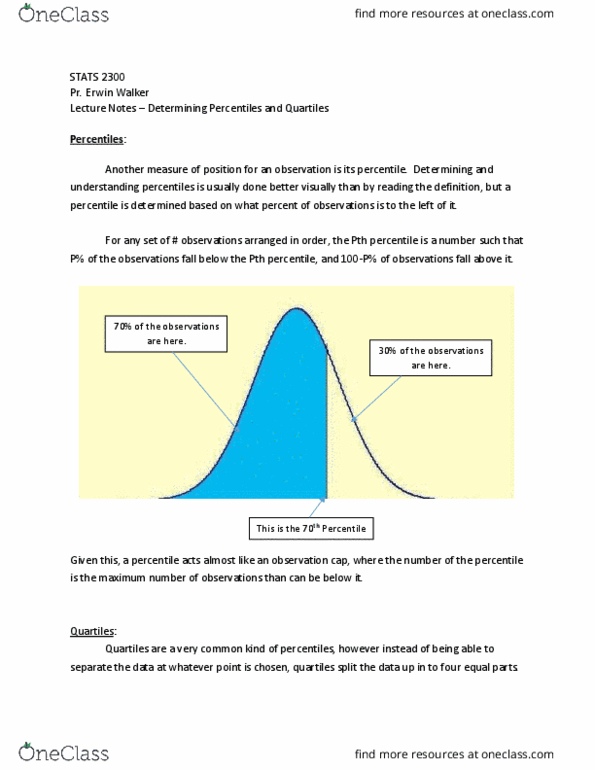 STAT-2300 Lecture Notes - Lecture 5: Quartile, Percentile thumbnail