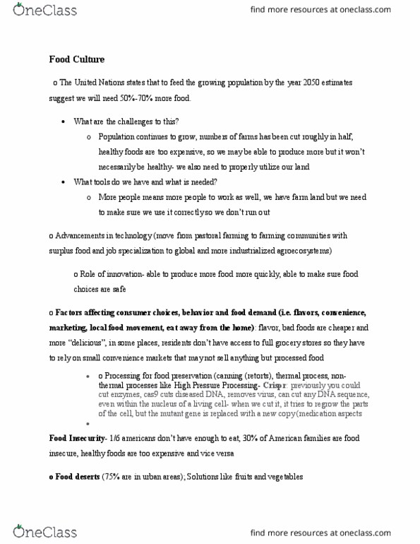 ANFS102 Lecture Notes - Lecture 9: Pascalization, Cas9, Food Preservation thumbnail