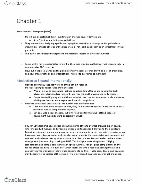 BU491 Chapter Notes - Chapter 1-4: Sildenafil, Theodore Levitt, Gary Hamel thumbnail