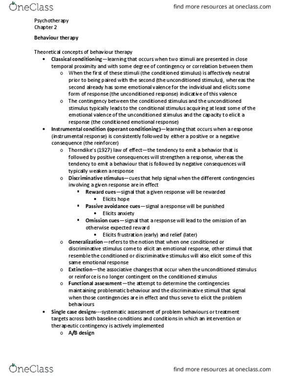 PSYC36H3 Chapter Notes - Chapter 2: Orval Hobart Mowrer, John B. Watson, Ivan Pavlov thumbnail