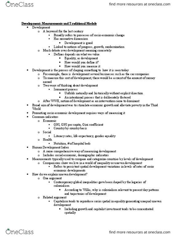 GEO 142 Lecture Notes - Lecture 10: Gini Coefficient, Spatial Planning, Neoliberalism thumbnail