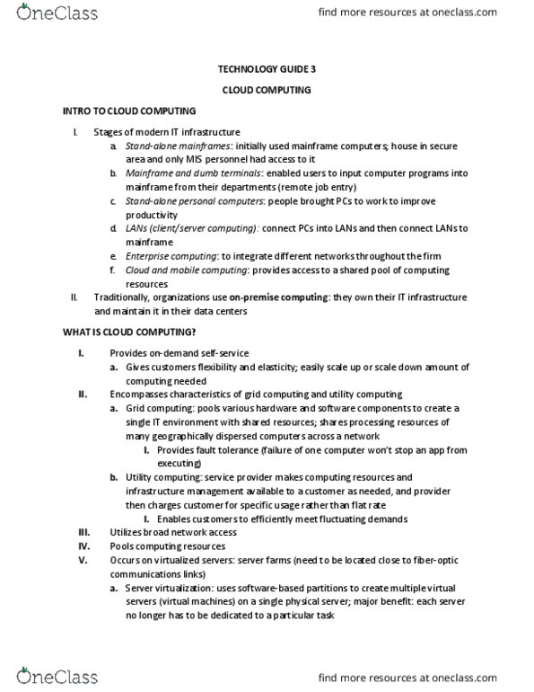 BTE 210 Chapter Notes - Chapter tg3: Remote Job Entry, Cloud Computing, Utility Computing thumbnail