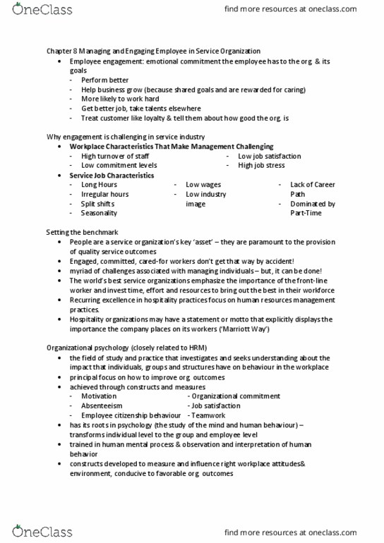 HTH 102 Lecture Notes - Lecture 8: Employee Engagement, Organisation Climate, Organizational Commitment thumbnail