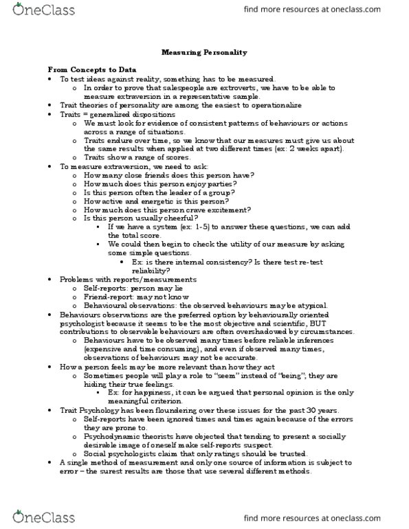 PSYC 332 Chapter Notes - Chapter 2: Social Desirability Bias, Takers, Extraversion And Introversion thumbnail