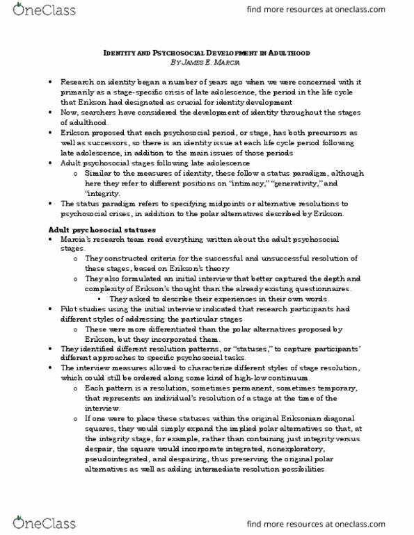 PSYC 332 Chapter Notes - Chapter 6: Record Linkage, Stepfamily, Identity Formation thumbnail