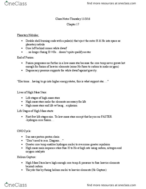 AST 10G Lecture Notes - Lecture 8: Planetary Nebula, Degenerate Matter, White Dwarf thumbnail