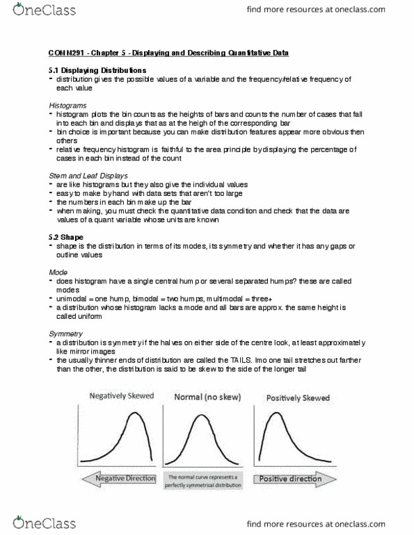 COMM 291 Chapter Notes - Chapter 5: Unimodality, Standard Deviation, Box Plot thumbnail