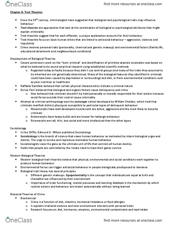 SOC 2700 Chapter 6: Trait Theories thumbnail