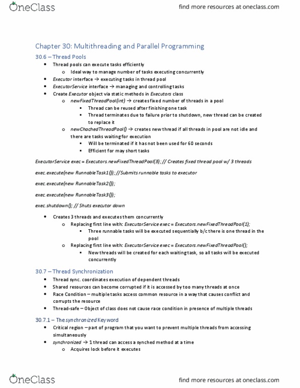 CSE 8B Chapter Notes - Chapter 30.6-30.9: Thread Pool, Race Condition, Statistical Hypothesis Testing thumbnail