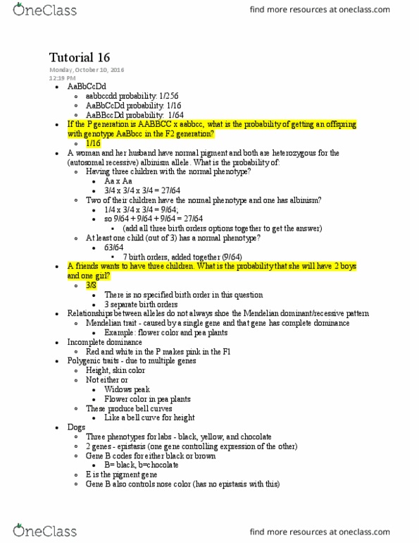 BIOL 110 Lecture 4: Tutorial 16 Lecture Notes thumbnail