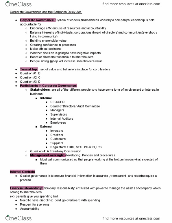 ACC 3202 Lecture Notes - Lecture 5: Sarbanes–Oxley Act, Fiduciary, Financial Statement thumbnail