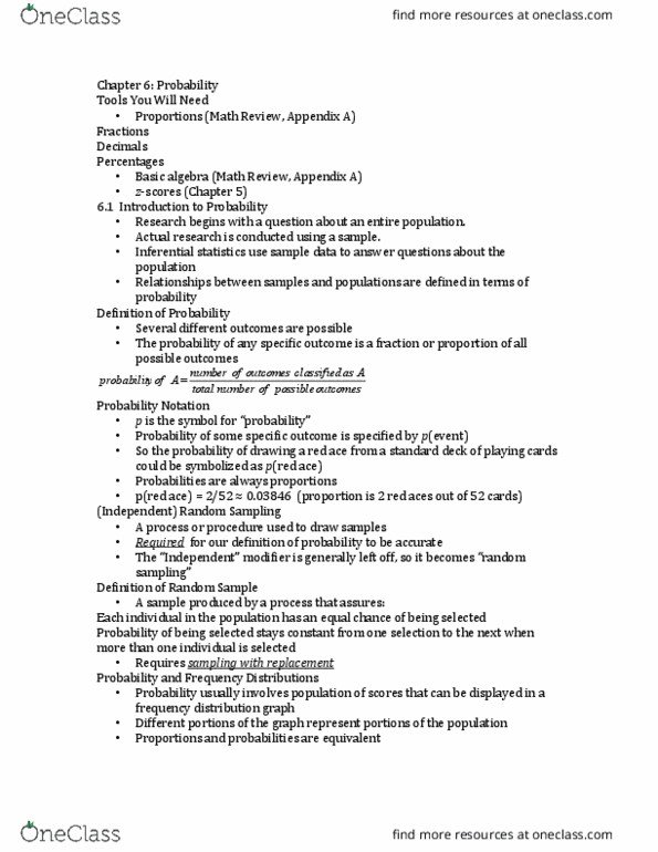 PSYC 2301 Lecture Notes - Lecture 6: Statistical Inference, Frequency Distribution, Percentile Rank thumbnail