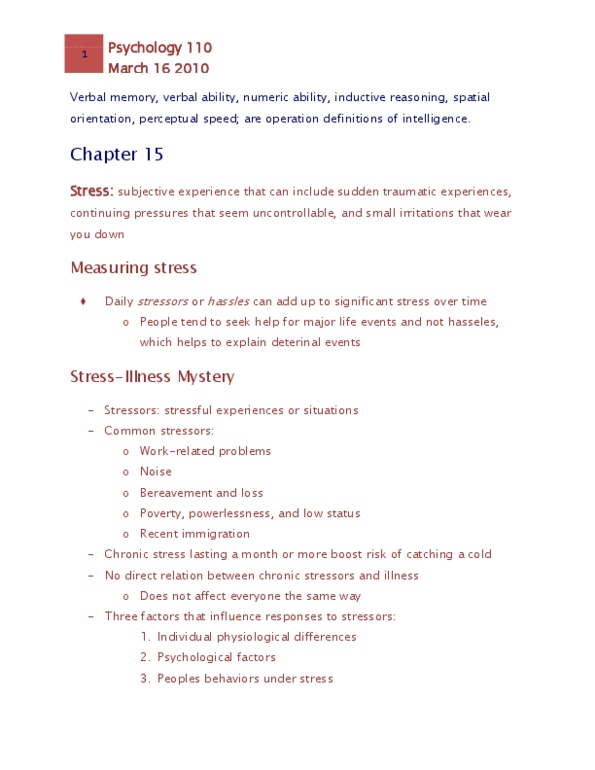 PSY 120 Lecture Notes - Sympathetic Nervous System, Hans Selye, Major Depressive Disorder thumbnail