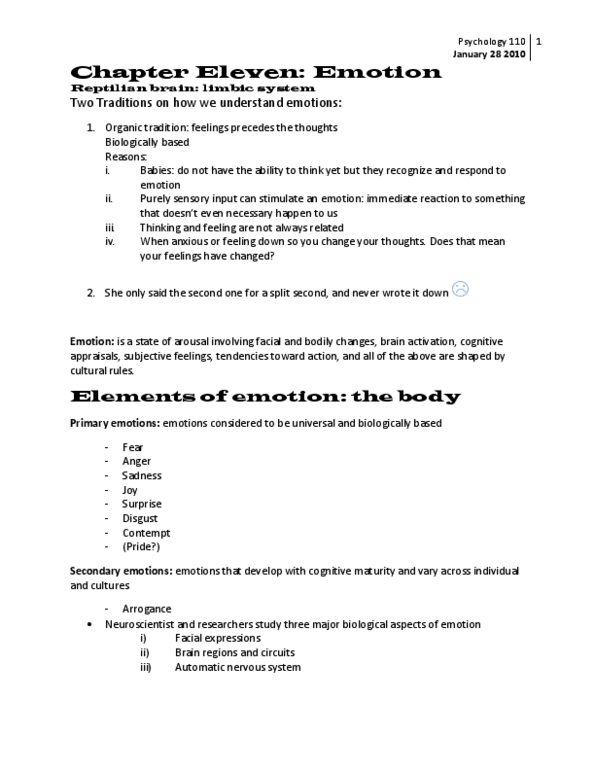 PSY 120 Lecture Notes - Facial Expression, Limbic System, Mirror Neuron thumbnail