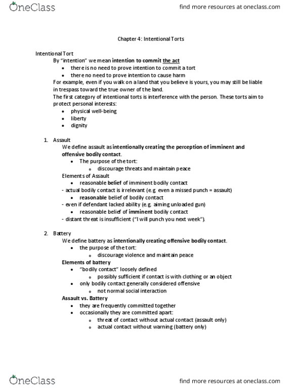 LAW 122 Lecture Notes - Lecture 4: False Light, Summary Judgment, Tort thumbnail