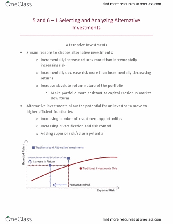 Business Administration - Financial Planning RFC230 Lecture Notes - Lecture 6: Alternative Investment, Efficient Frontier, Balanced Scorecard thumbnail