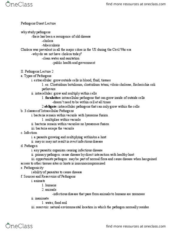 BISC300 Lecture Notes - Lecture 15: Clostridium Tetani, Vibrio Cholerae, Human Microbiota thumbnail