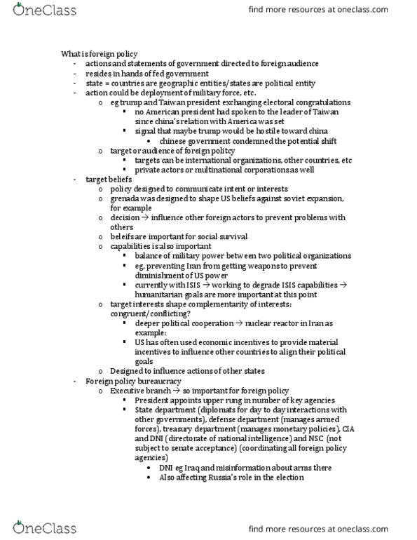 GOV 312L Lecture Notes - Lecture 1: Isolationism, Peace Dividend, Trade War thumbnail