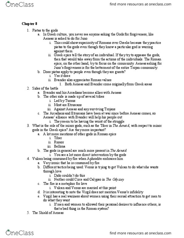 ENG 201 Lecture Notes - Lecture 18: Pietas, Aeneid, Tiber thumbnail