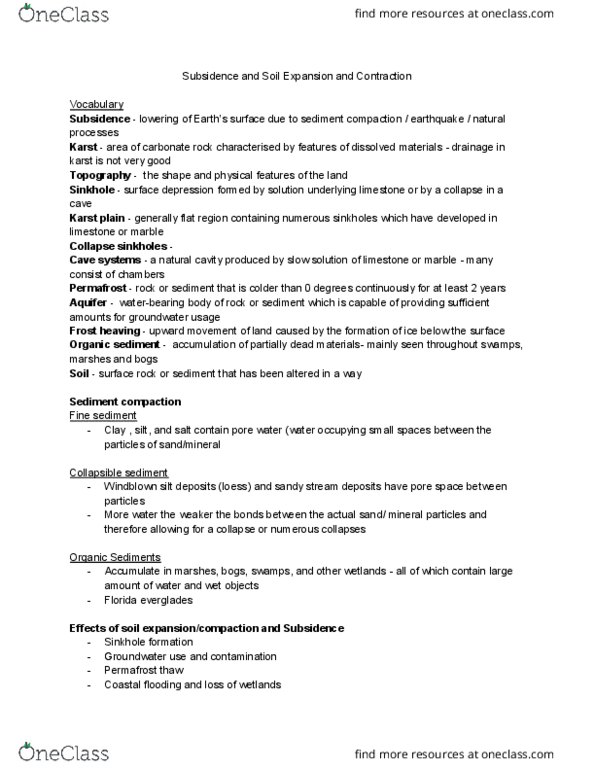 GEOG 1350 Lecture Notes - Lecture 5: Frost Heaving, Sinkhole, Carbonate Rock thumbnail