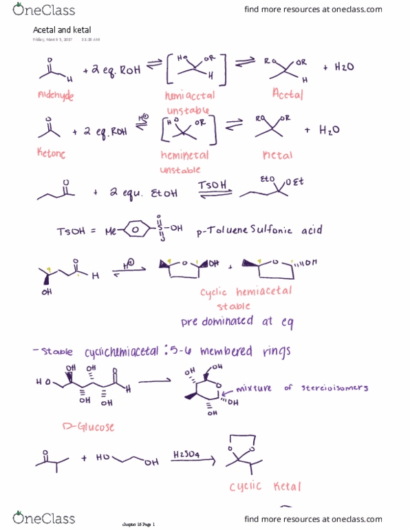 CHEM 3153 Lecture Notes - Lecture 13: Acetal, Aldehyde, Meko thumbnail