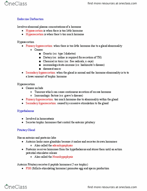 KNES 260 Lecture Notes - Lecture 19: Diabetes Mellitus Type 1, Secretion, Pituitary Gland thumbnail
